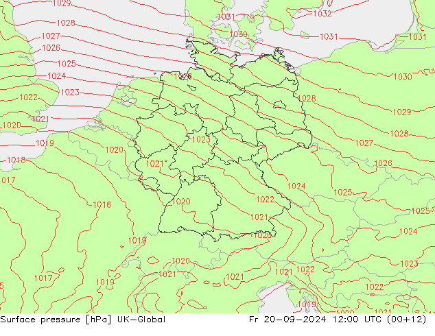 Surface pressure UK-Global Fr 20.09.2024 12 UTC