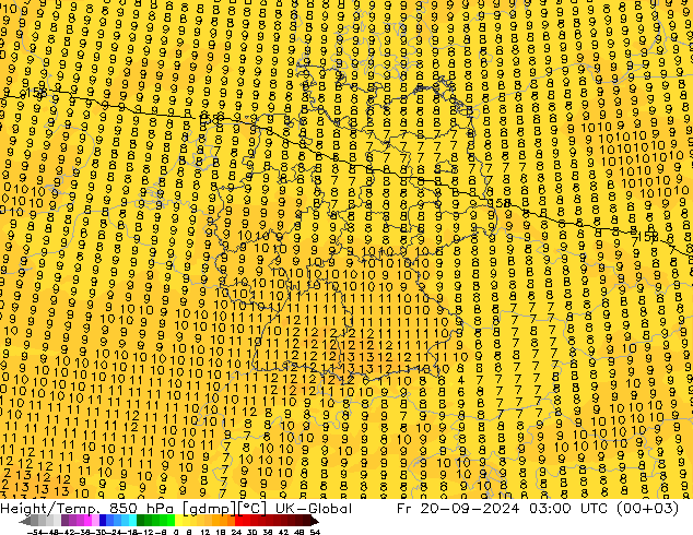 Height/Temp. 850 hPa UK-Global pt. 20.09.2024 03 UTC