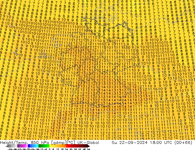 Height/Temp. 850 hPa UK-Global Ne 22.09.2024 18 UTC