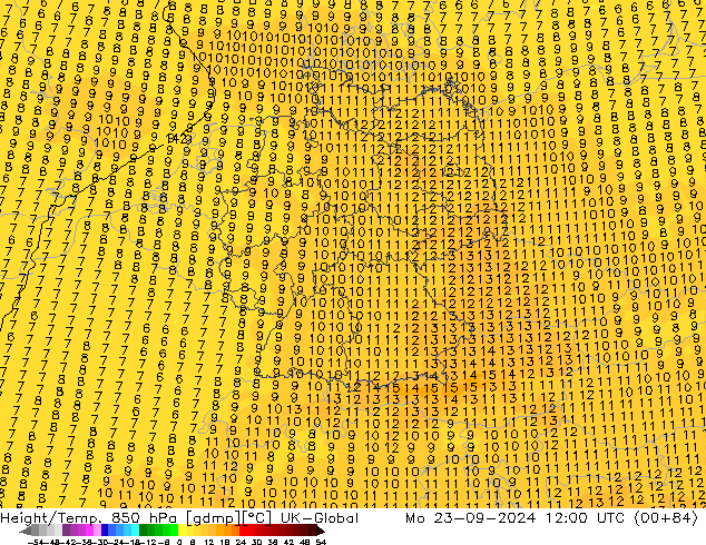 Géop./Temp. 850 hPa UK-Global lun 23.09.2024 12 UTC