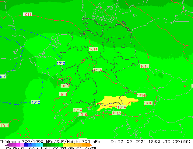 Dikte700-1000 hPa UK-Global zo 22.09.2024 18 UTC