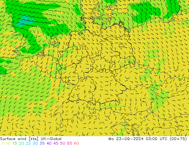 ветер 10 m UK-Global пн 23.09.2024 03 UTC