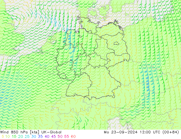  850 hPa UK-Global  23.09.2024 12 UTC