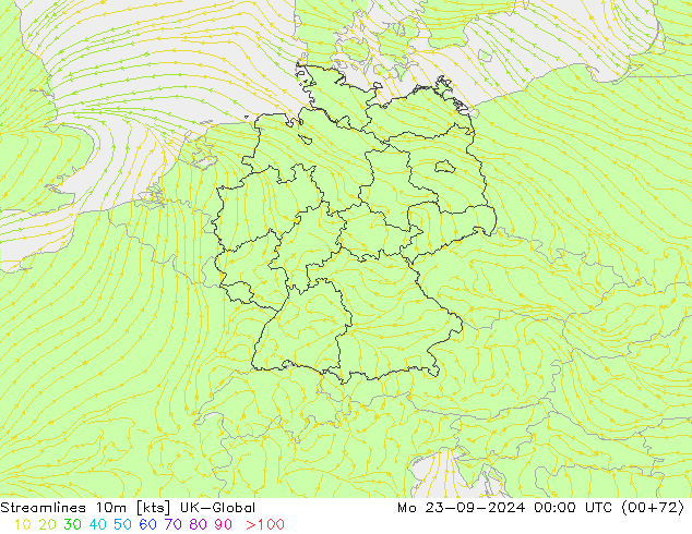 Streamlines 10m UK-Global Po 23.09.2024 00 UTC