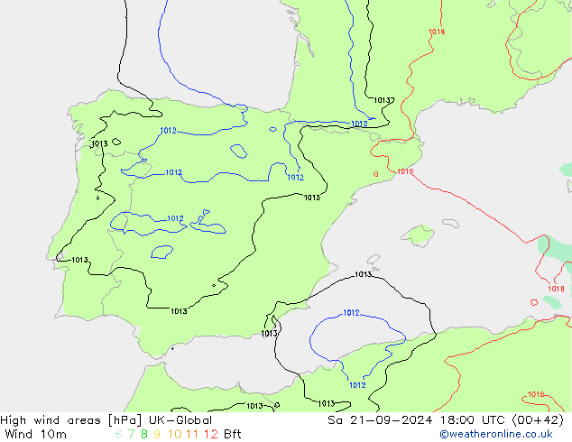 High wind areas UK-Global sam 21.09.2024 18 UTC