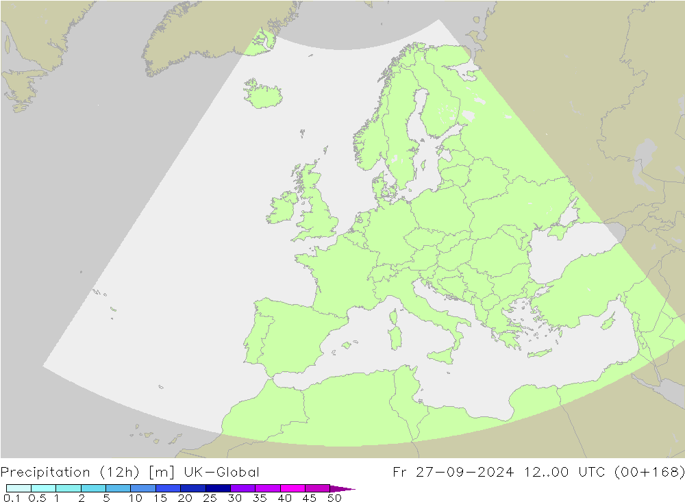 Precipitação (12h) UK-Global Sex 27.09.2024 00 UTC