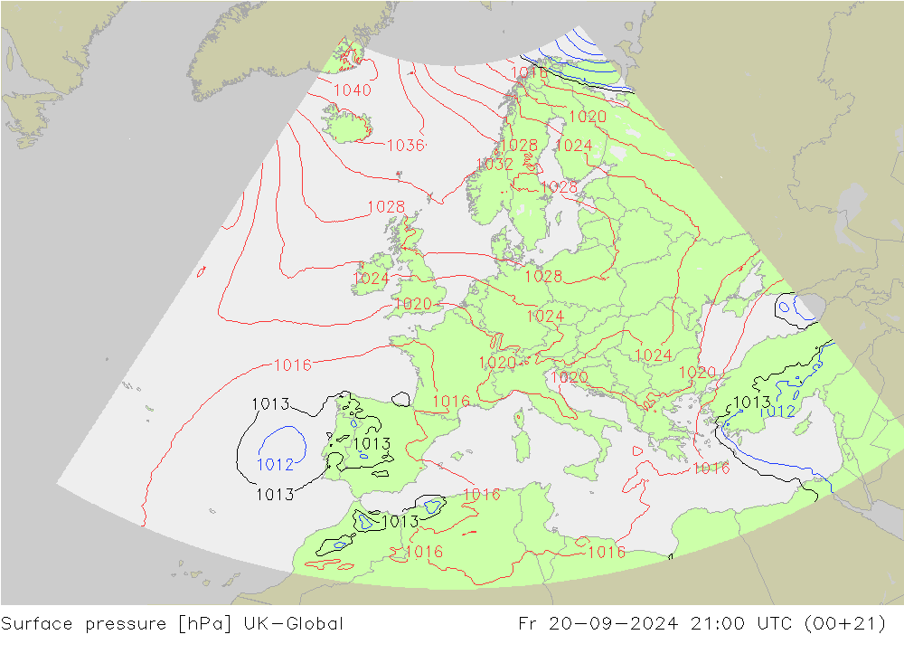 приземное давление UK-Global пт 20.09.2024 21 UTC