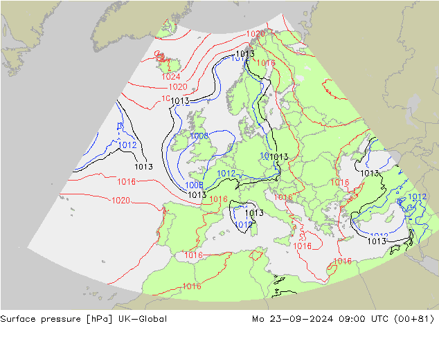 pression de l'air UK-Global lun 23.09.2024 09 UTC