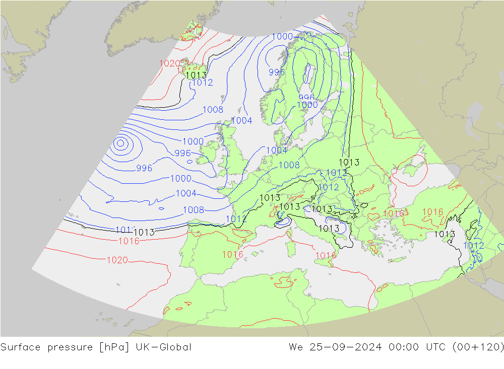 приземное давление UK-Global ср 25.09.2024 00 UTC