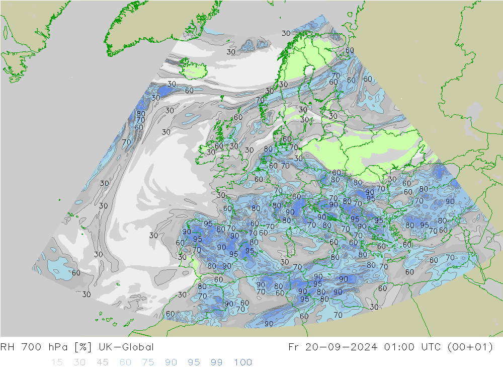 RH 700 hPa UK-Global Fr 20.09.2024 01 UTC