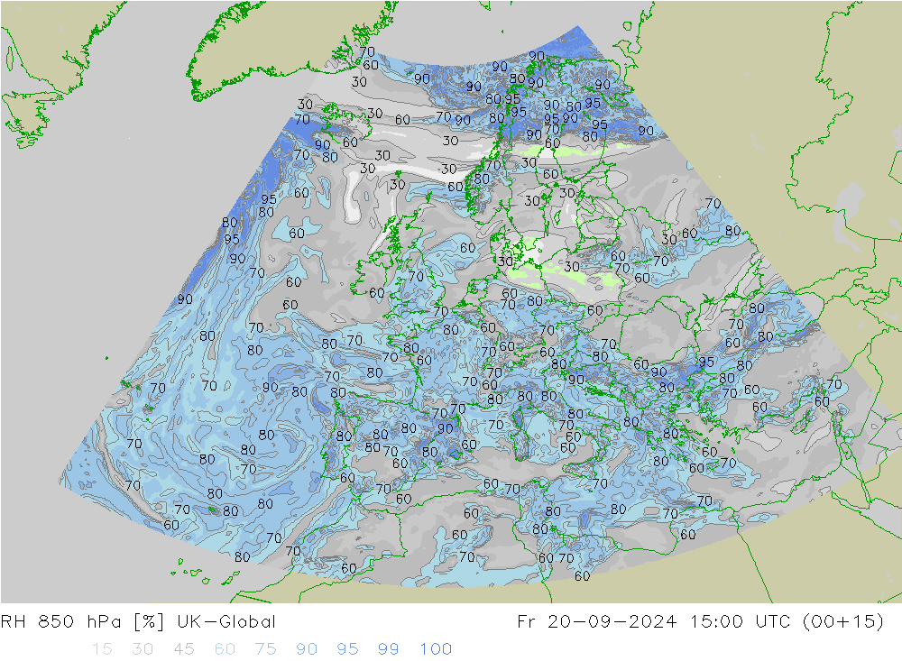 RH 850 hPa UK-Global Sex 20.09.2024 15 UTC
