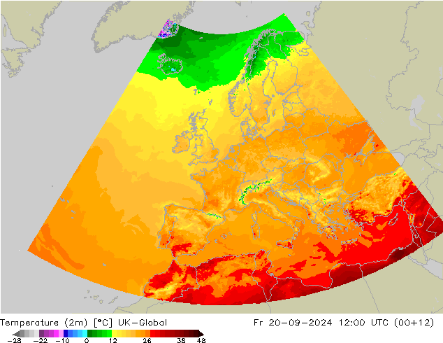 Sıcaklık Haritası (2m) UK-Global Cu 20.09.2024 12 UTC