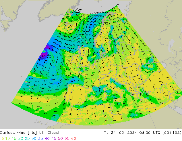 Bodenwind UK-Global Di 24.09.2024 06 UTC