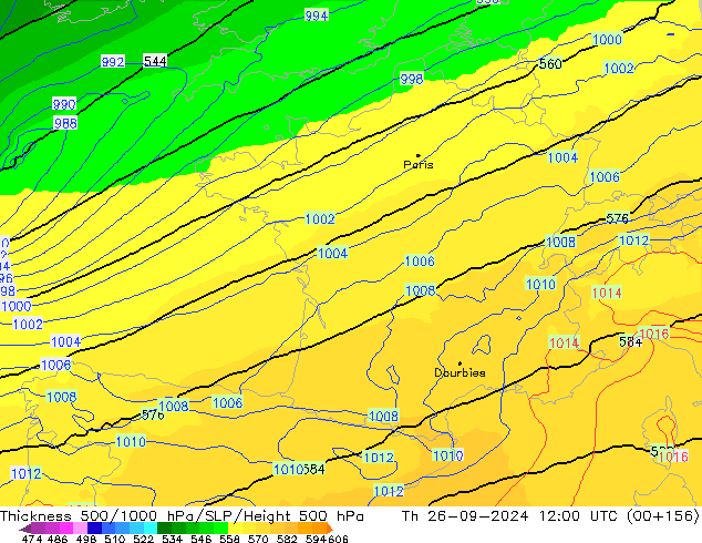 Thck 500-1000hPa UK-Global Th 26.09.2024 12 UTC