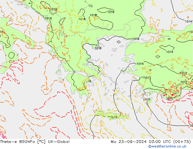 Theta-e 850hPa UK-Global lun 23.09.2024 03 UTC