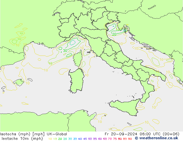 Isotachs (mph) UK-Global Fr 20.09.2024 06 UTC