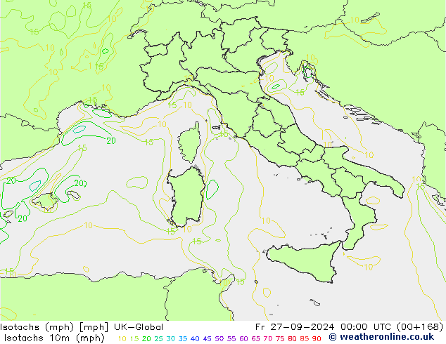 Isotachs (mph) UK-Global  27.09.2024 00 UTC