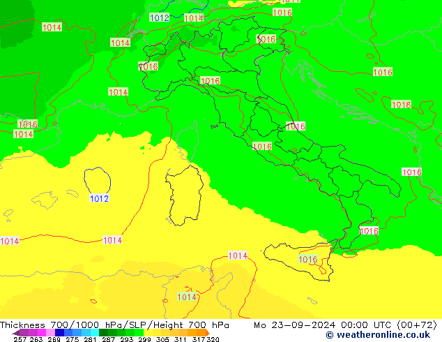 Thck 700-1000 hPa UK-Global Seg 23.09.2024 00 UTC