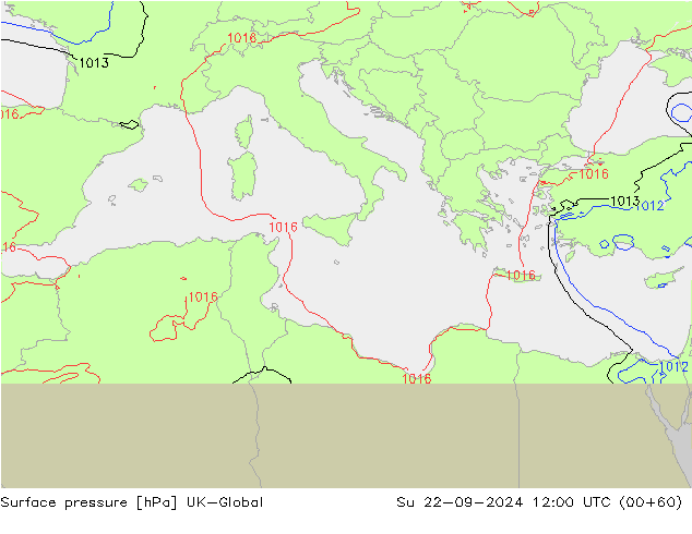 Surface pressure UK-Global Su 22.09.2024 12 UTC