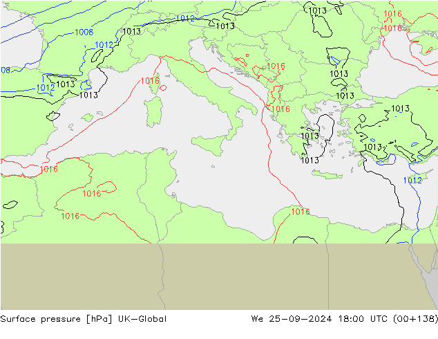 pression de l'air UK-Global mer 25.09.2024 18 UTC