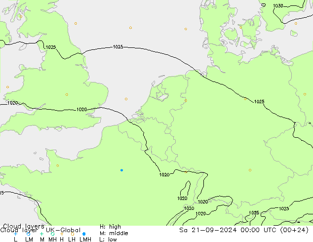 Cloud layer UK-Global sam 21.09.2024 00 UTC