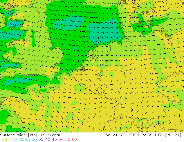 Vent 10 m UK-Global sam 21.09.2024 03 UTC