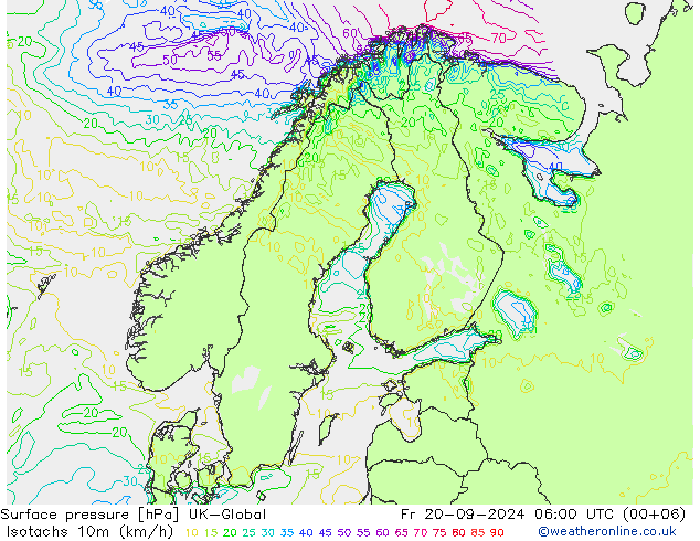 Eşrüzgar Hızları (km/sa) UK-Global Cu 20.09.2024 06 UTC