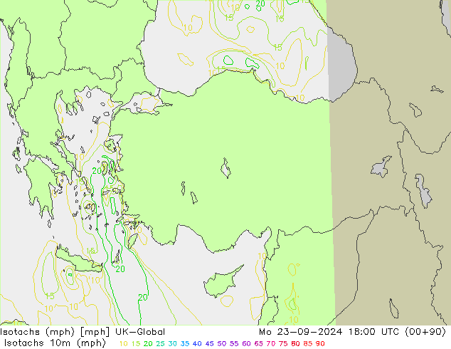 Isotachs (mph) UK-Global Mo 23.09.2024 18 UTC