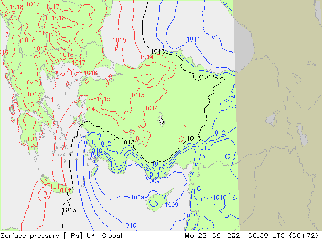 приземное давление UK-Global пн 23.09.2024 00 UTC