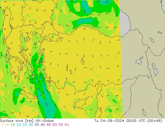 Surface wind UK-Global Tu 24.09.2024 00 UTC