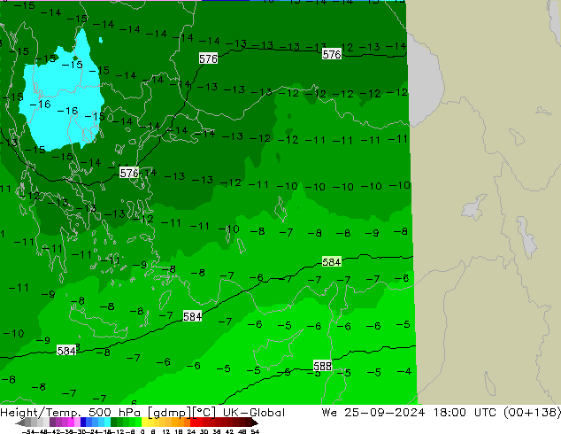Height/Temp. 500 hPa UK-Global We 25.09.2024 18 UTC