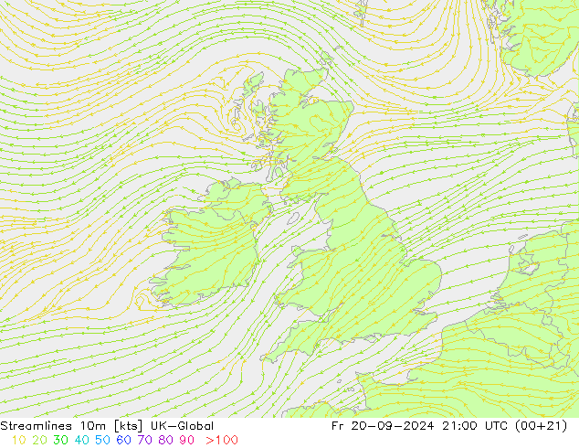 Streamlines 10m UK-Global Pá 20.09.2024 21 UTC