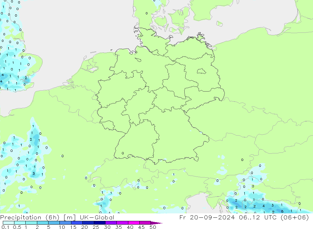 Yağış (6h) UK-Global Cu 20.09.2024 12 UTC