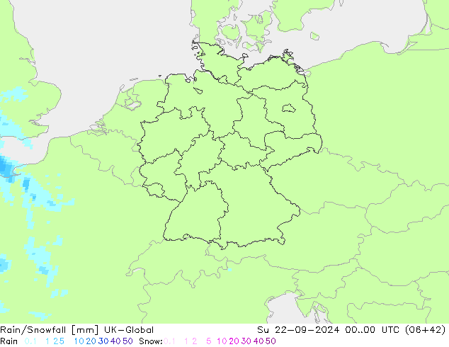 Rain/Snowfall UK-Global Вс 22.09.2024 00 UTC