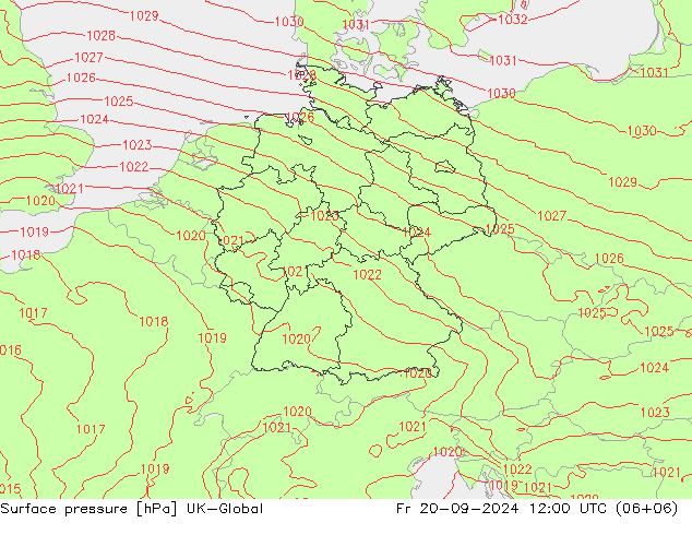 Surface pressure UK-Global Fr 20.09.2024 12 UTC