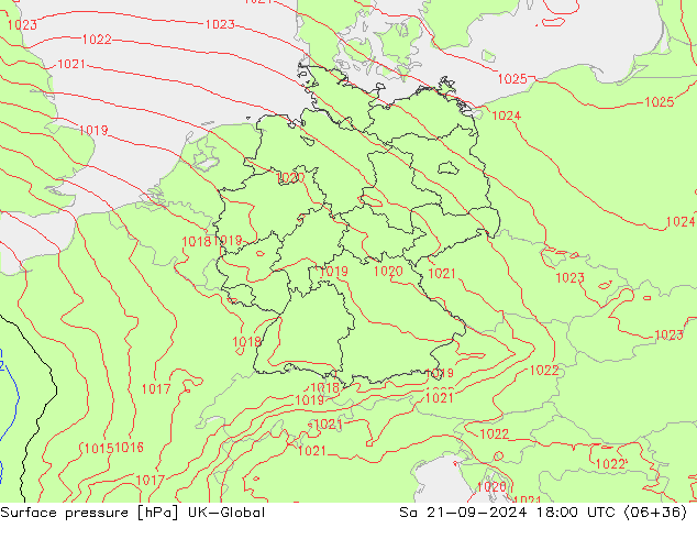 Surface pressure UK-Global Sa 21.09.2024 18 UTC