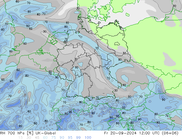 RH 700 гПа UK-Global пт 20.09.2024 12 UTC