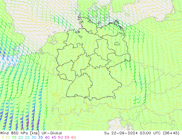 ветер 850 гПа UK-Global Вс 22.09.2024 03 UTC