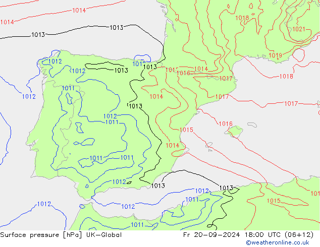 приземное давление UK-Global пт 20.09.2024 18 UTC