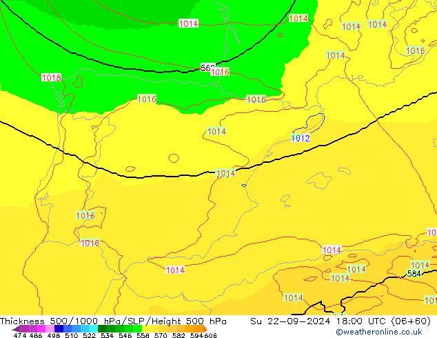 Thck 500-1000hPa UK-Global  22.09.2024 18 UTC