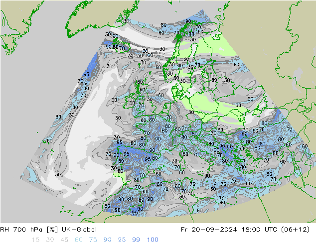 RH 700 hPa UK-Global Fr 20.09.2024 18 UTC