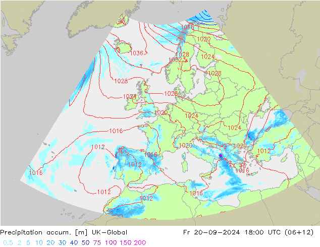 Precipitation accum. UK-Global Fr 20.09.2024 18 UTC