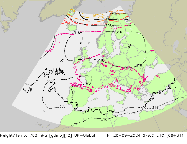 Yükseklik/Sıc. 700 hPa UK-Global Cu 20.09.2024 07 UTC