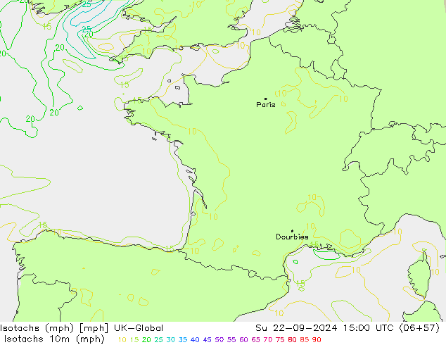 Isotachs (mph) UK-Global dim 22.09.2024 15 UTC