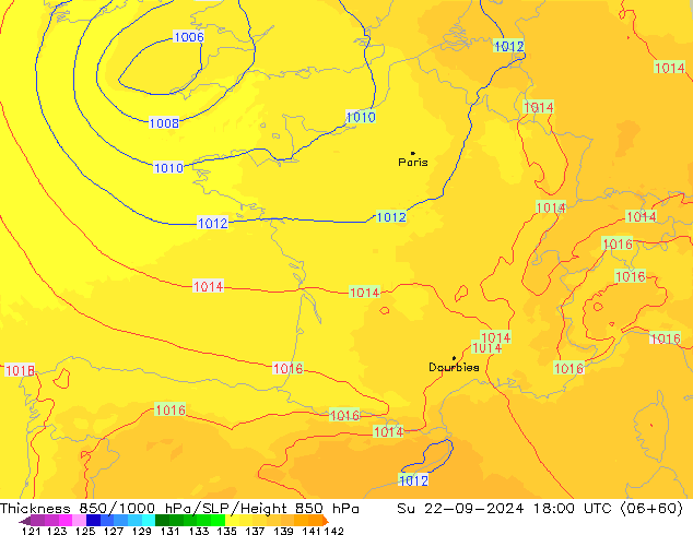 Thck 850-1000 hPa UK-Global Su 22.09.2024 18 UTC