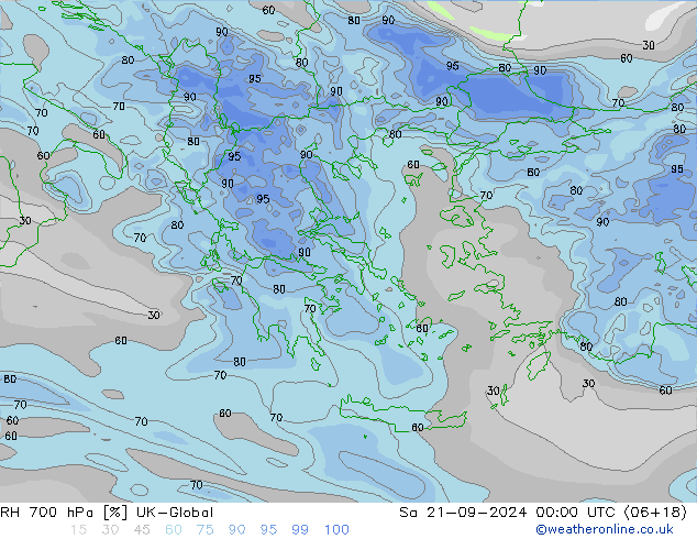 RH 700 hPa UK-Global Sa 21.09.2024 00 UTC