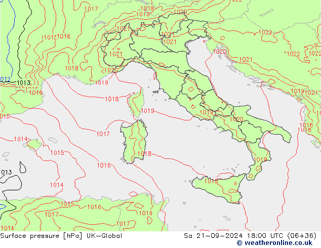 Surface pressure UK-Global Sa 21.09.2024 18 UTC