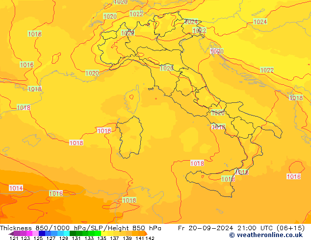 Thck 850-1000 hPa UK-Global  20.09.2024 21 UTC