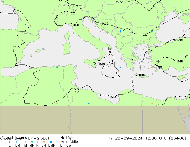 Cloud layer UK-Global пт 20.09.2024 12 UTC