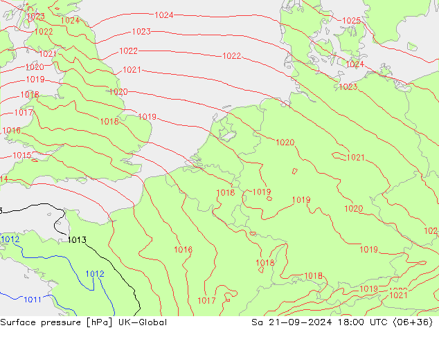 Surface pressure UK-Global Sa 21.09.2024 18 UTC